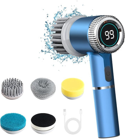 5-in-1 Electric Cleaning Brush with interchangeable heads