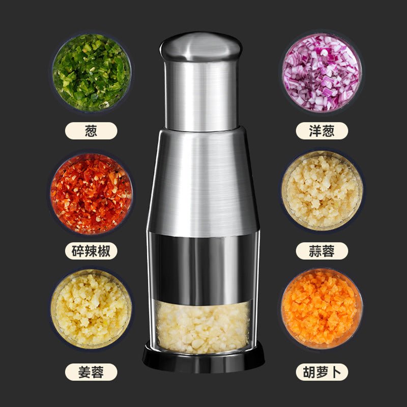 Garlic Crusher with chopped vegetables