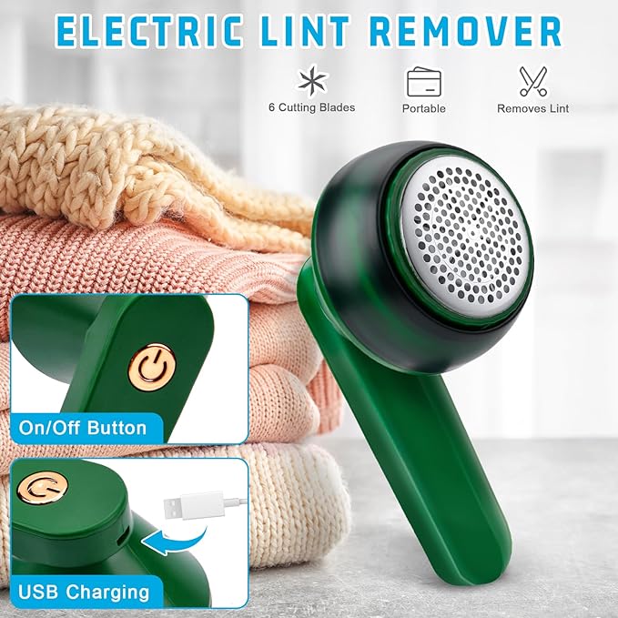 Rechargeable Lint Remover removing lint from sweater